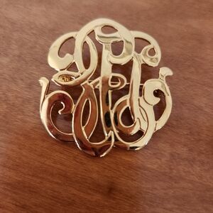 Premier Designs Gold Monogram Pin Brooch